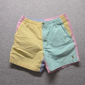 Polo Ralph Lauren Mens Classic Fit 6 Colorblock Pastel Shorts Yellow Blue Pink S